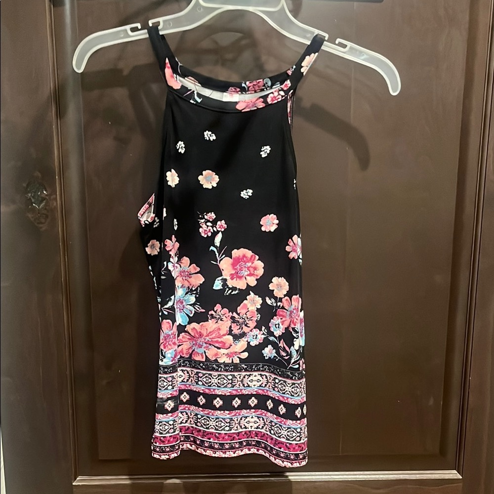 No Boundaries Black and Pink Floral Top